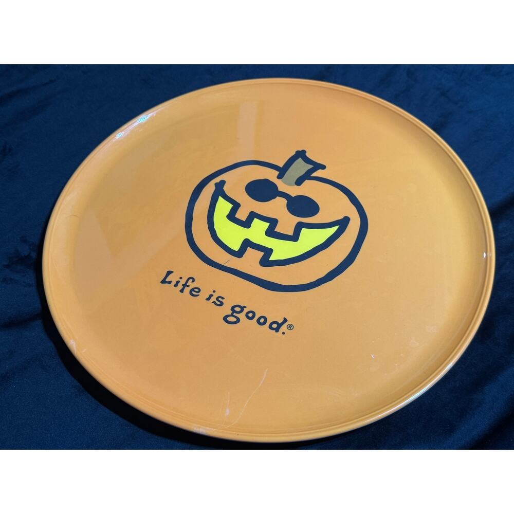 Life is Good Large 18" Jack O Lantern Pumpkin Lazy Susan